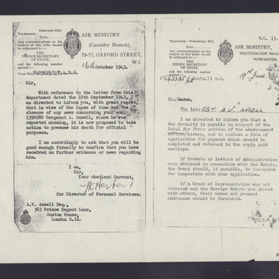 Letters from Air Ministry